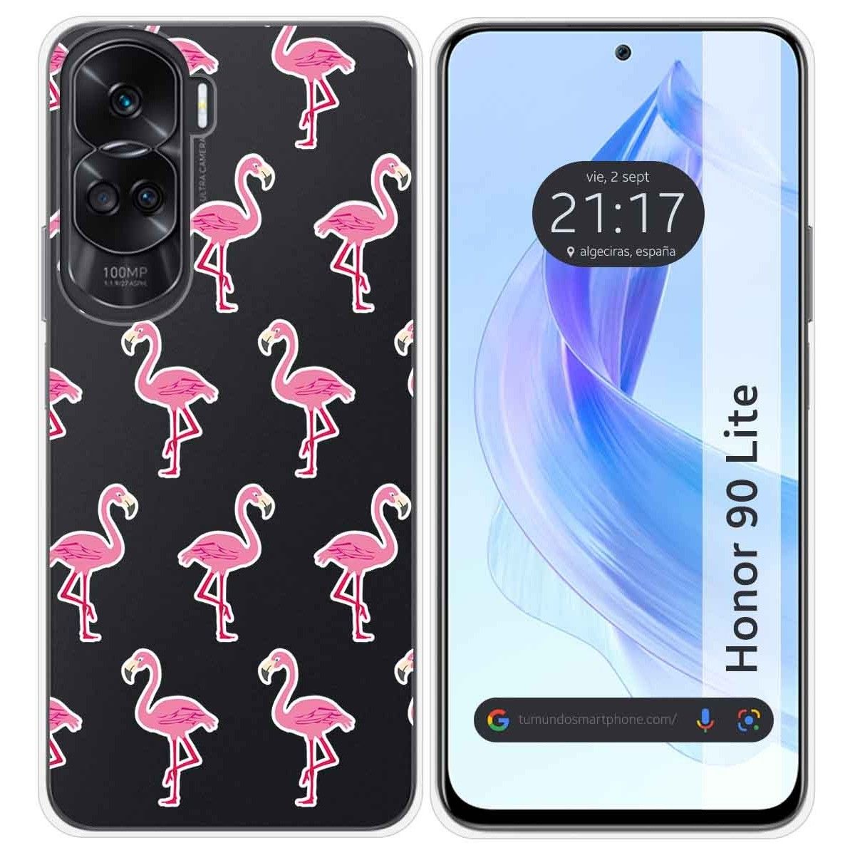 Funda Silicona Transparente para Huawei Honor 90 Lite 5G diseño Flamenco Dibujos