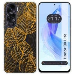 Funda Silicona Transparente para Huawei Honor 90 Lite 5G diseño Hojas Dibujos