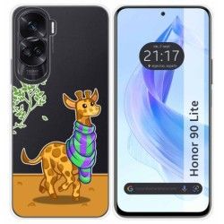 Funda Silicona Transparente para Huawei Honor 90 Lite 5G diseño Jirafa Dibujos