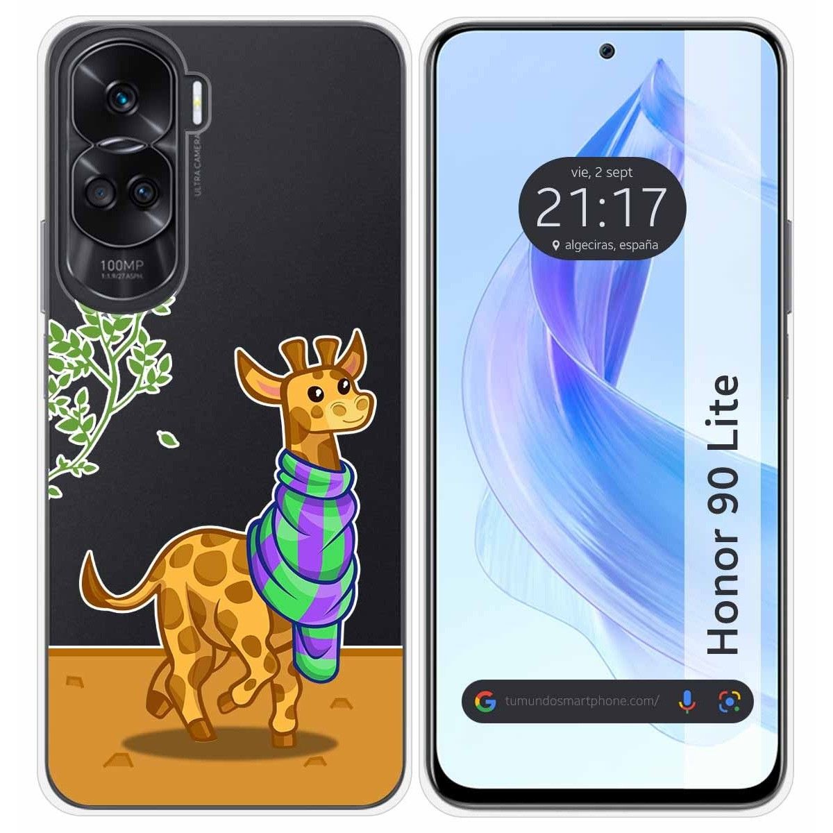Funda Silicona Transparente para Huawei Honor 90 Lite 5G diseño Jirafa Dibujos