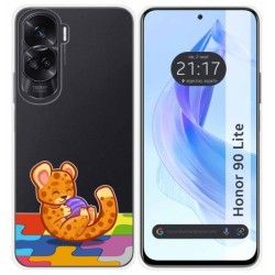 Funda Silicona Transparente para Huawei Honor 90 Lite 5G diseño Leopardo Dibujos