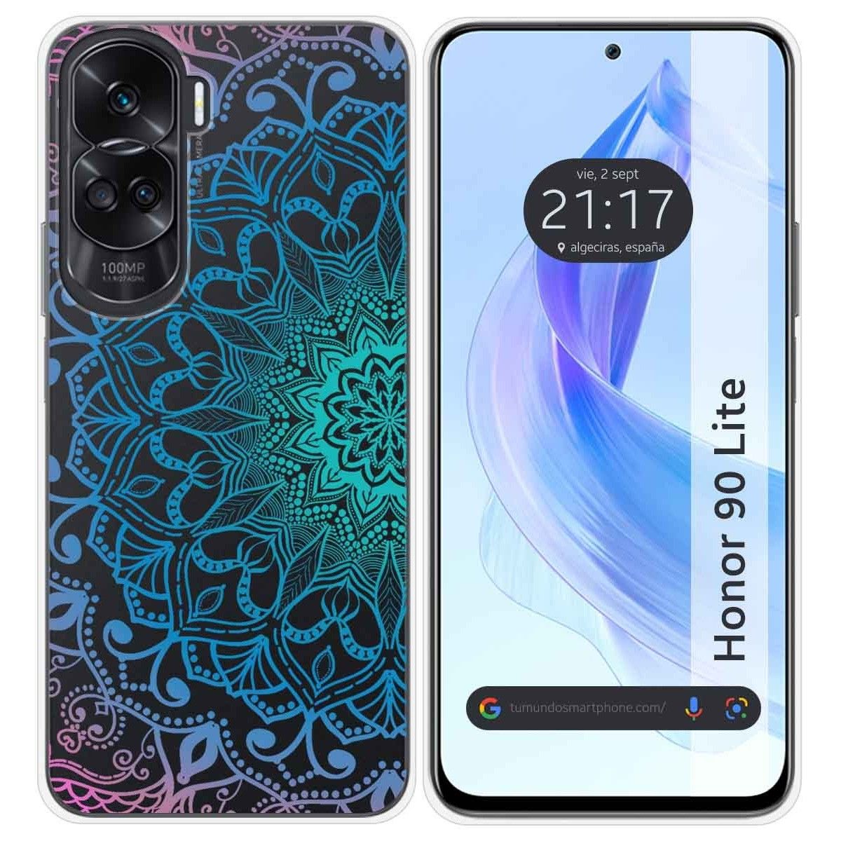 Funda Silicona Transparente para Huawei Honor 90 Lite 5G diseño Mandala Dibujos