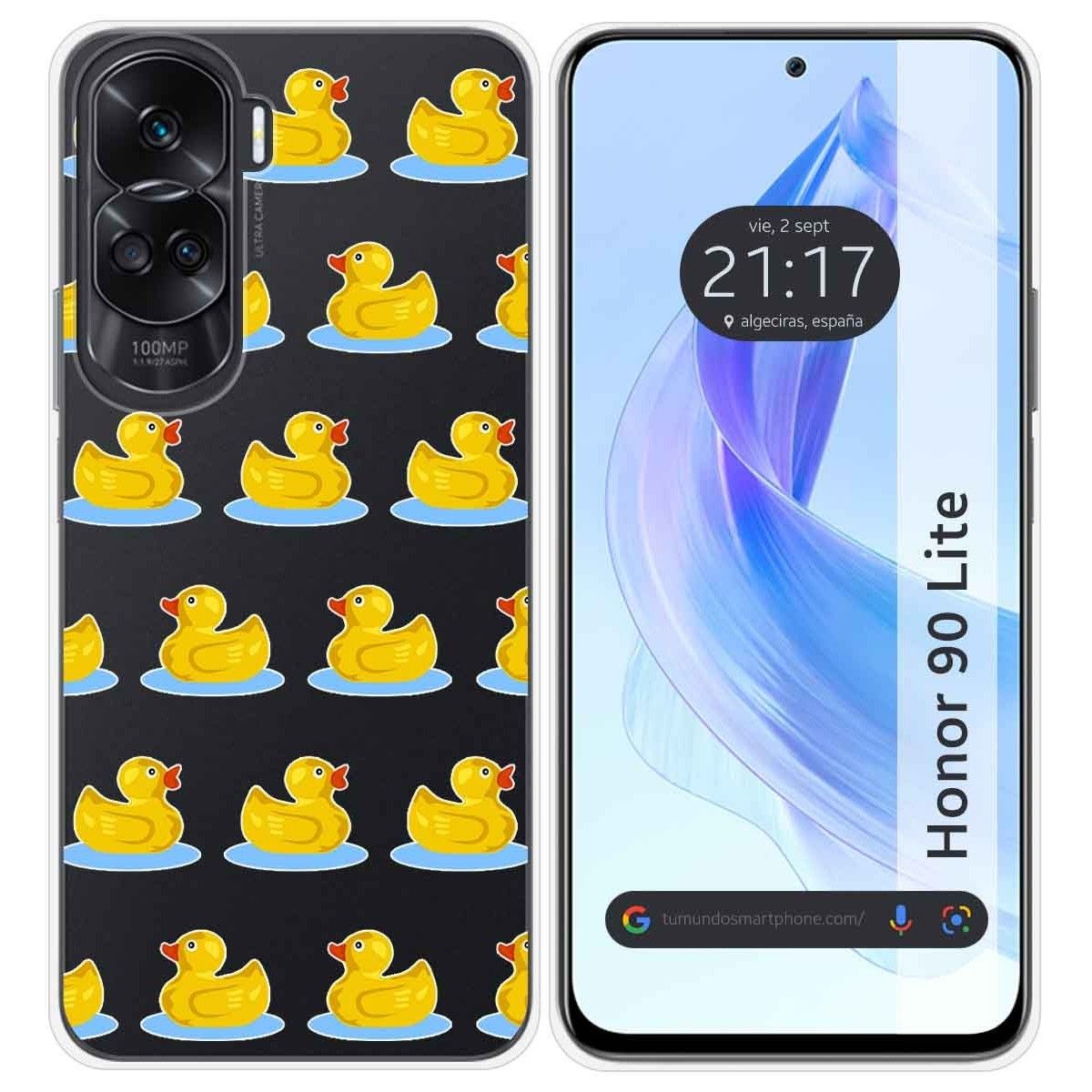 Funda Silicona Transparente para Huawei Honor 90 Lite 5G diseño Pato Dibujos
