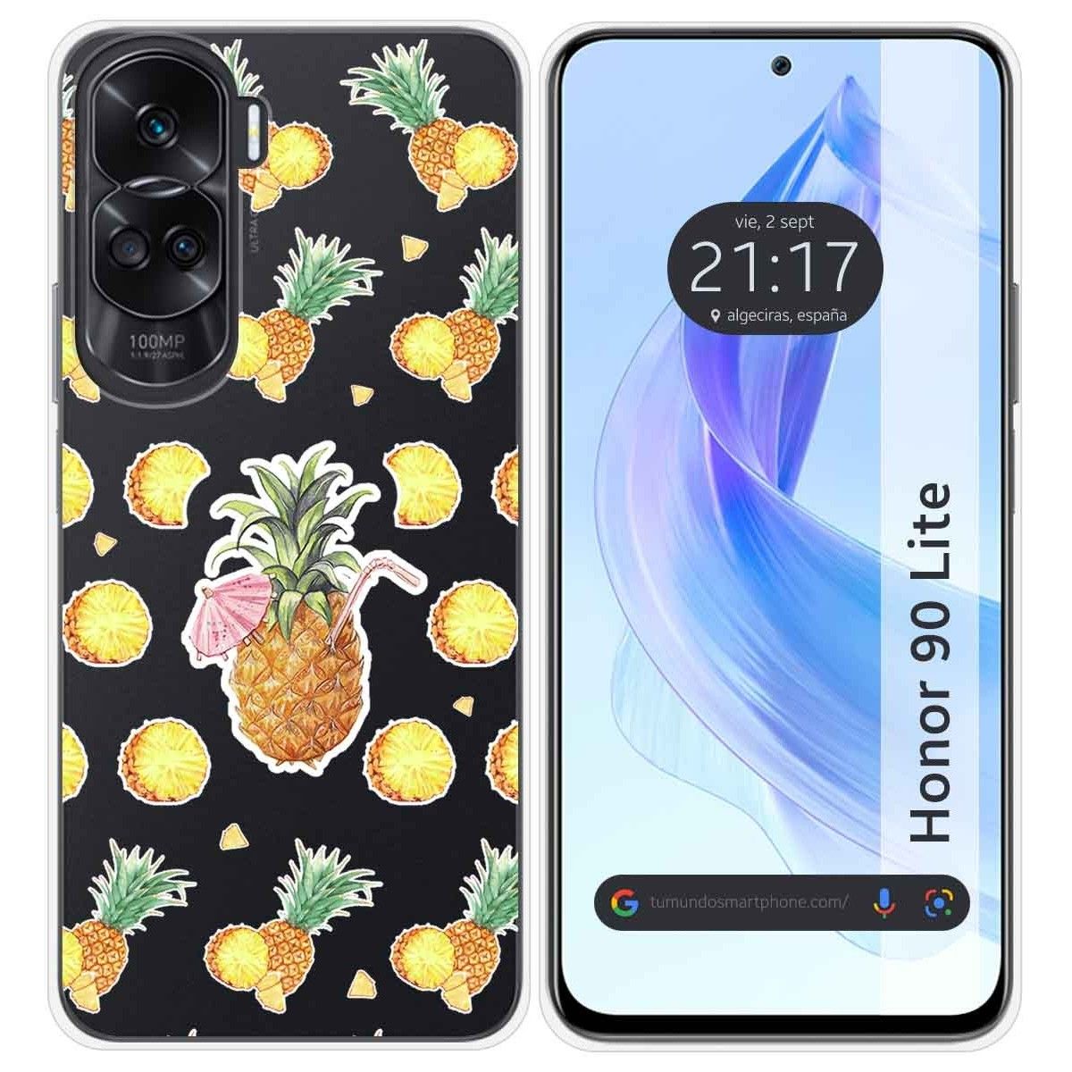 Funda Silicona Transparente para Huawei Honor 90 Lite 5G diseño Piña Dibujos