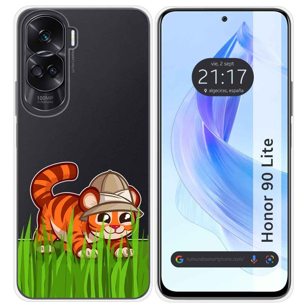 Funda Silicona Transparente para Huawei Honor 90 Lite 5G diseño Tigre Dibujos