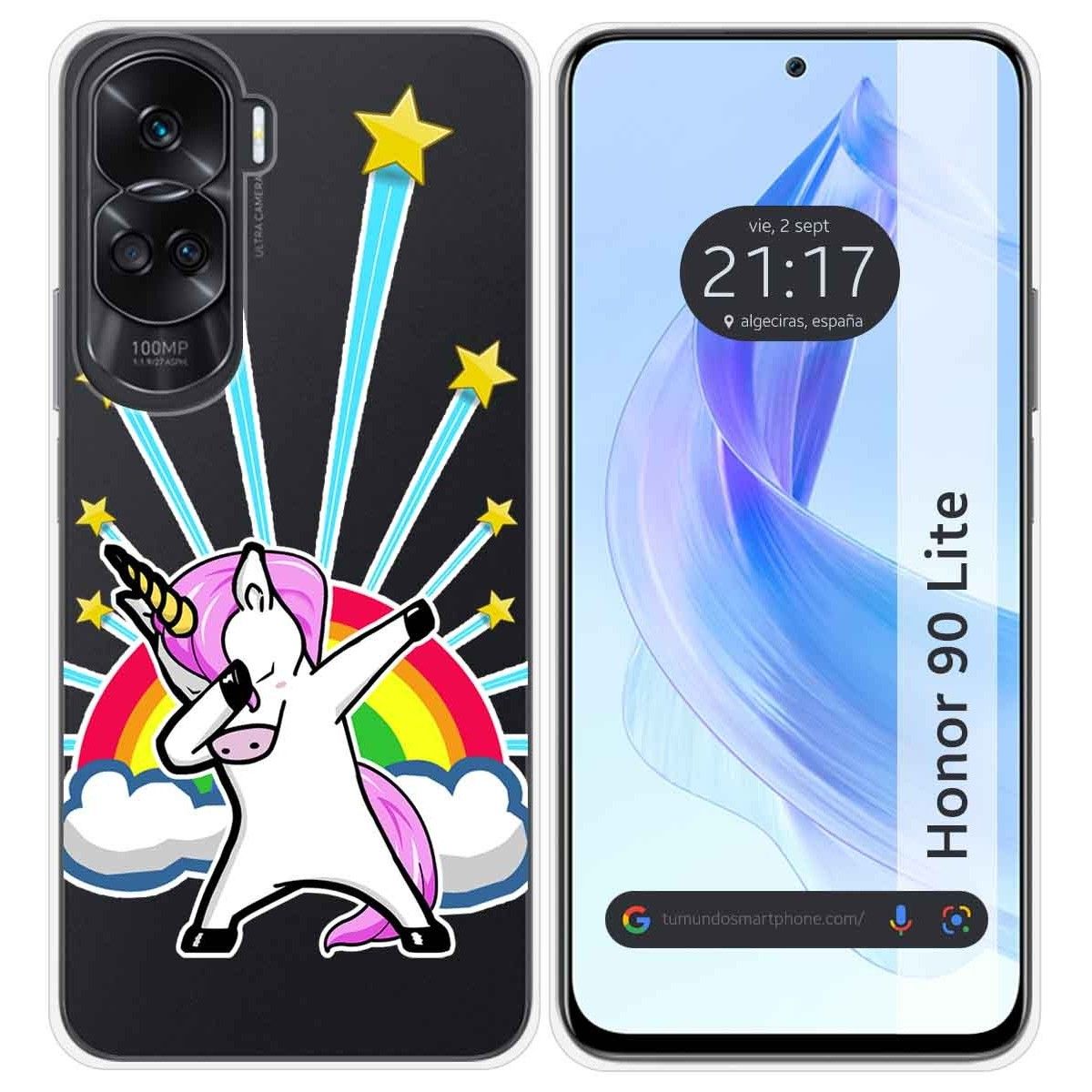 Funda Silicona Transparente para Huawei Honor 90 Lite 5G diseño Unicornio Dibujos