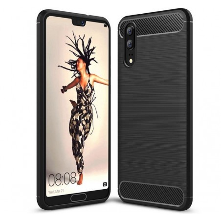 Funda Gel Tpu Tipo Carbon Negra para Huawei P20