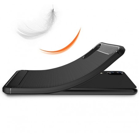 Funda Gel Tpu Tipo Carbon Negra para Huawei P20