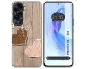 Funda Silicona para Huawei Honor 90 Lite 5G diseño Corazones Madera Dibujos
