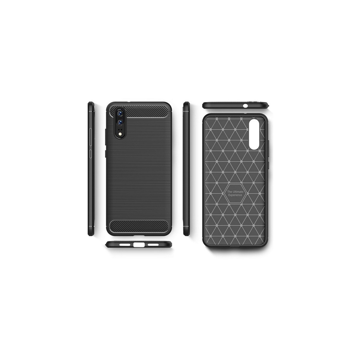 Funda Gel Tpu Tipo Carbon Negra para Huawei P20