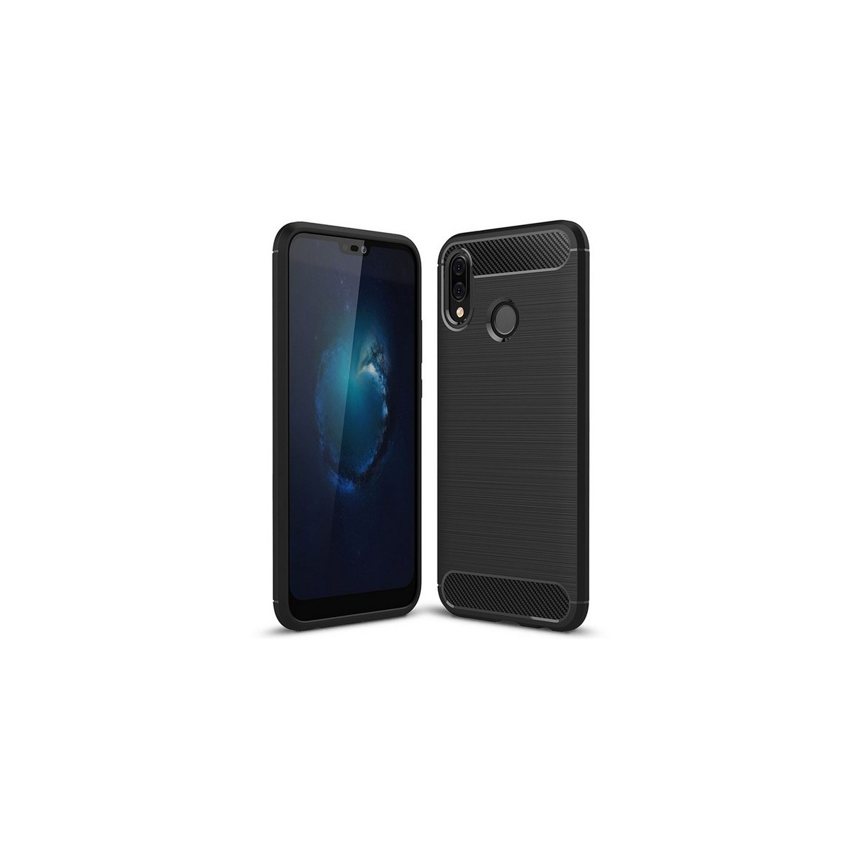 Funda Gel Tpu Tipo Carbon Negra para Huawei P20 Lite