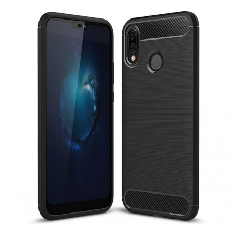 Funda Gel Tpu Tipo Carbon Negra para Huawei P20 Lite