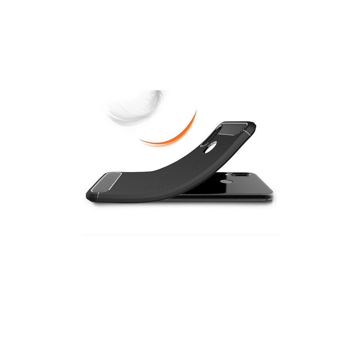 Funda Gel Tpu Tipo Carbon Negra para Huawei P20 Lite