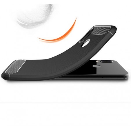 Funda Gel Tpu Tipo Carbon Negra para Huawei P20 Lite