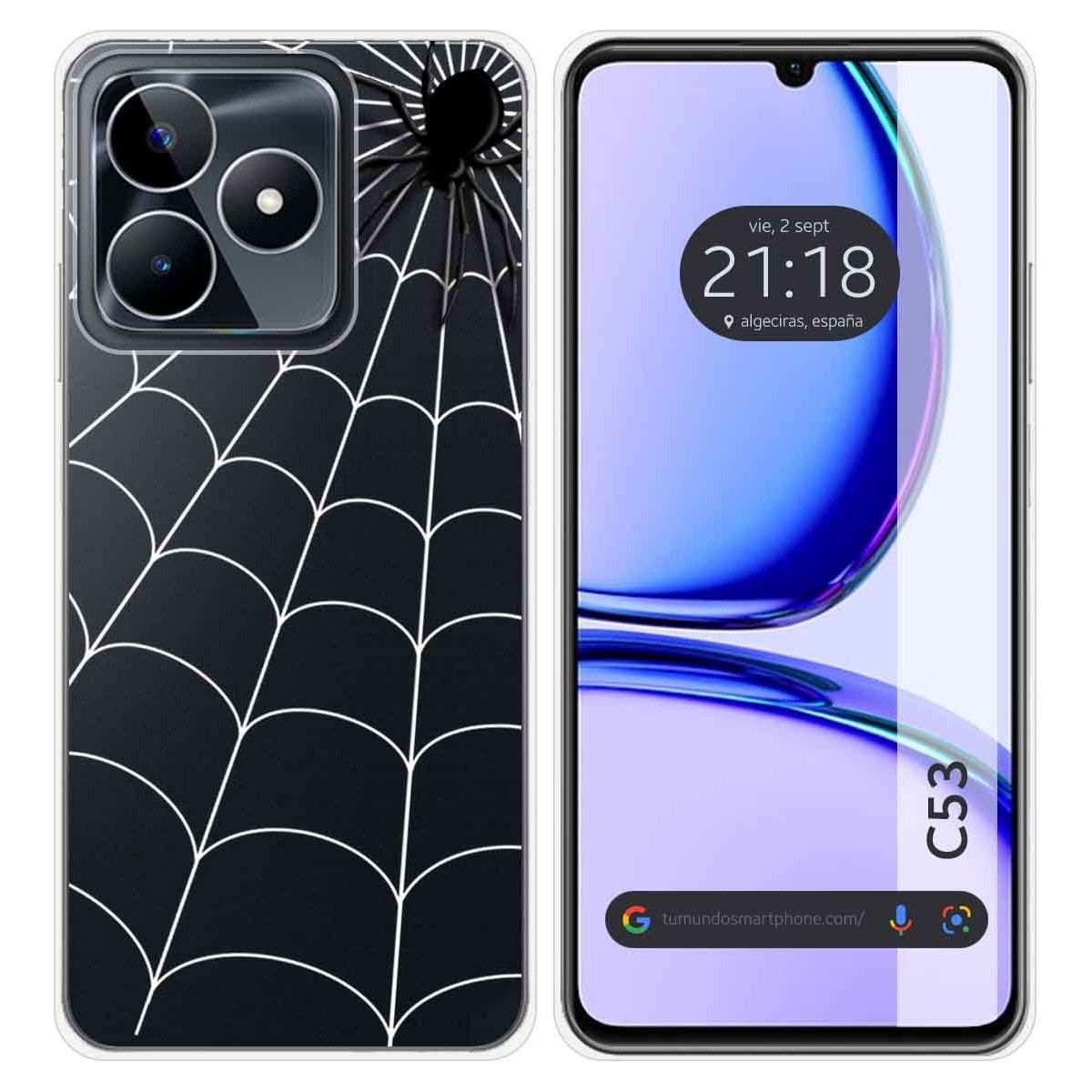 Funda Silicona Transparente para Realme C53 diseño Araña Dibujos
