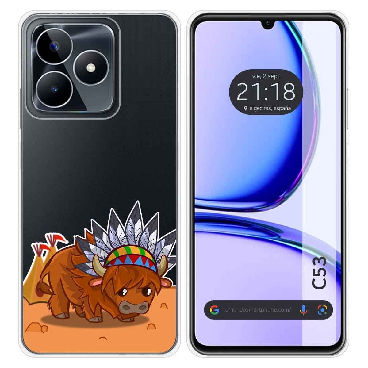 Funda Silicona Transparente para Realme C53 diseño Bufalo Dibujos