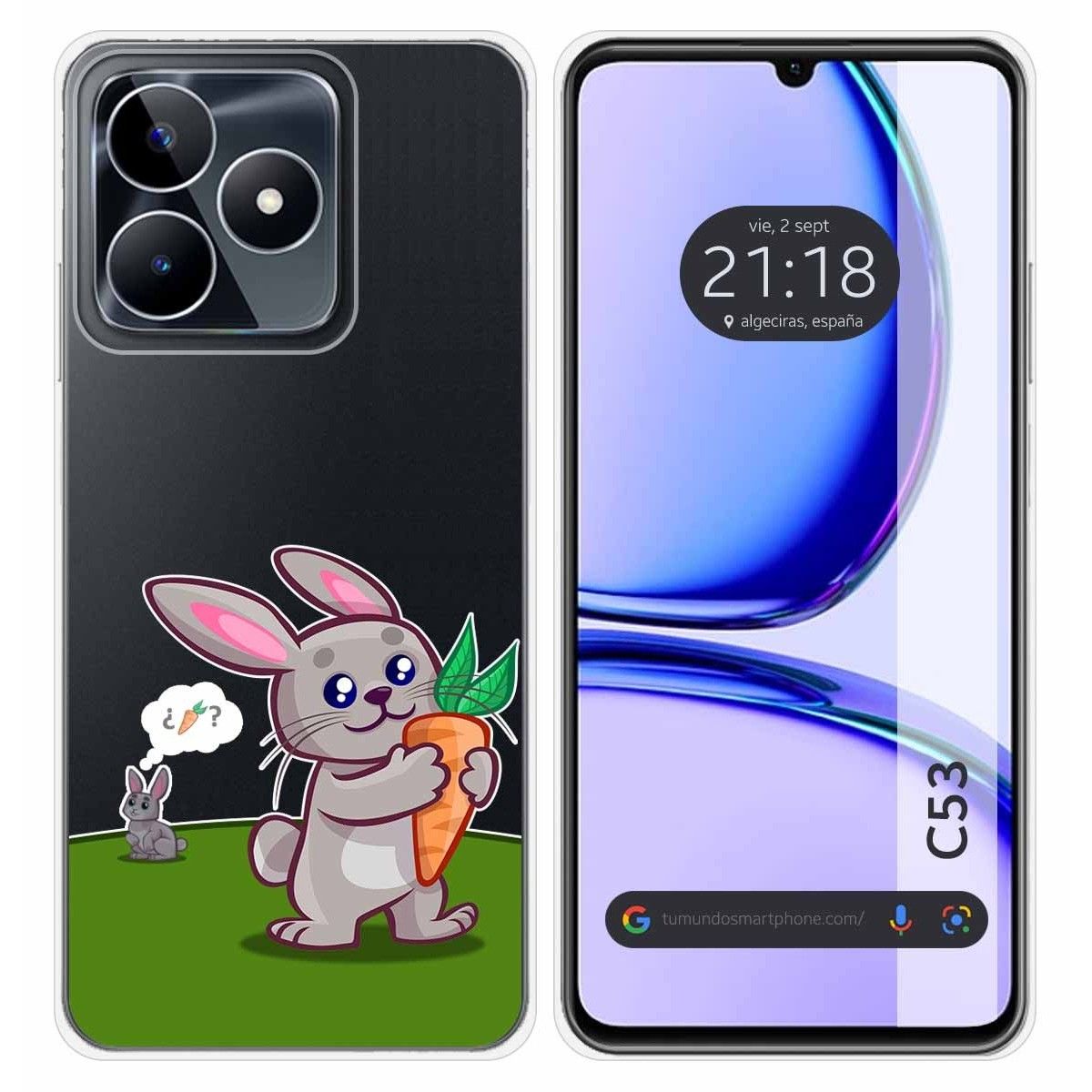 Funda Silicona Transparente para Realme C53 diseño Conejo Dibujos
