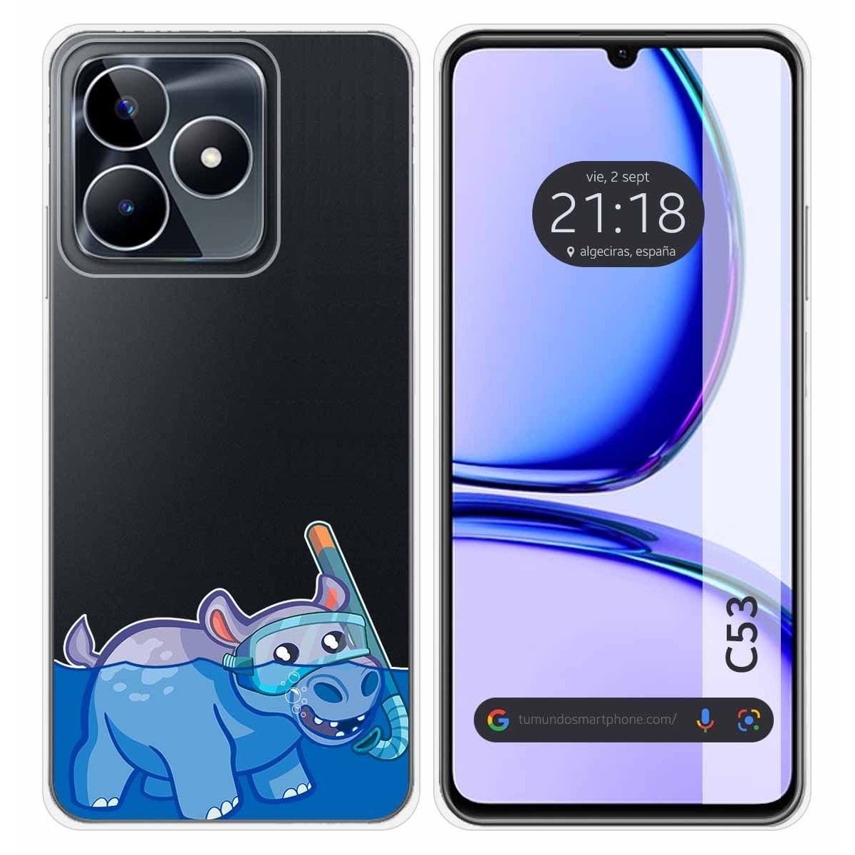 Funda Silicona Transparente para Realme C53 diseño Hipo Dibujos