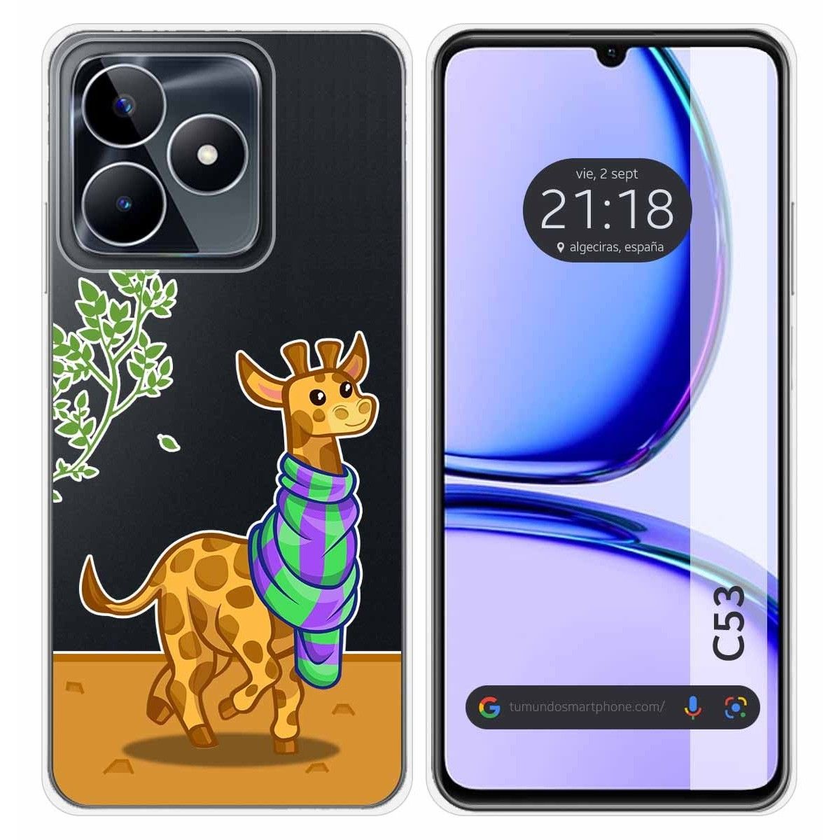 Funda Silicona Transparente para Realme C53 diseño Jirafa Dibujos
