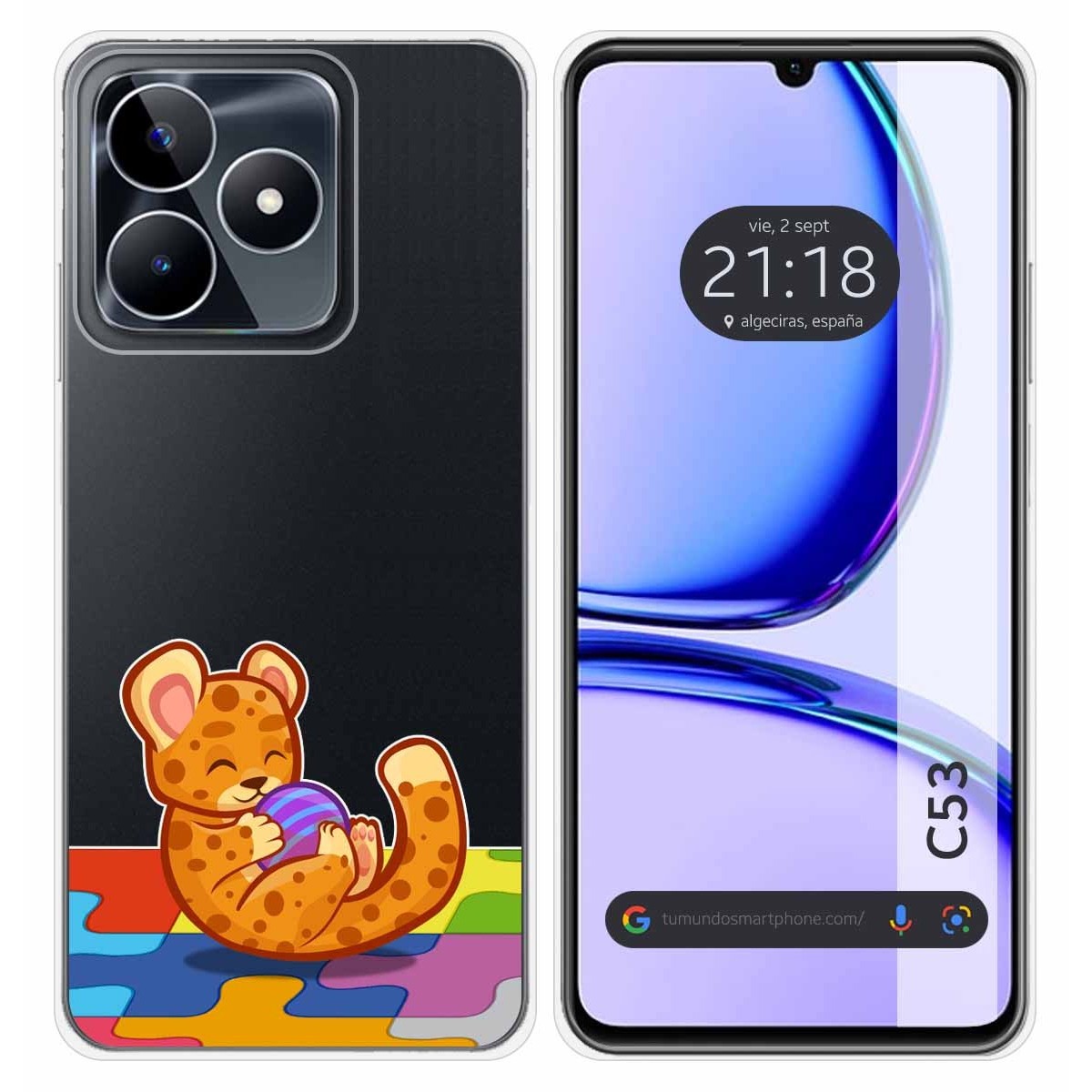 Funda Silicona Transparente para Realme C53 diseño Leopardo Dibujos