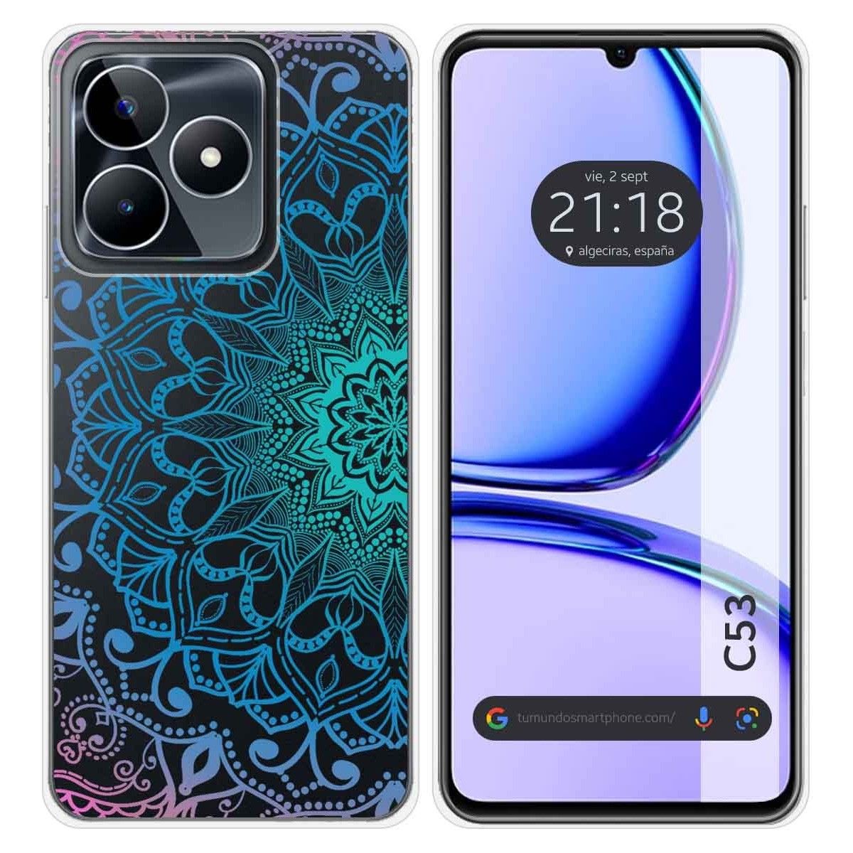 Funda Silicona Transparente para Realme C53 diseño Mandala Dibujos