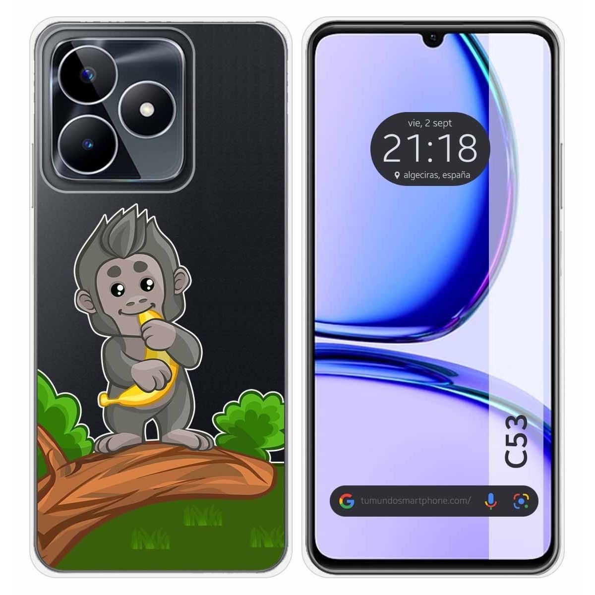 Funda Silicona Transparente para Realme C53 diseño Mono Dibujos
