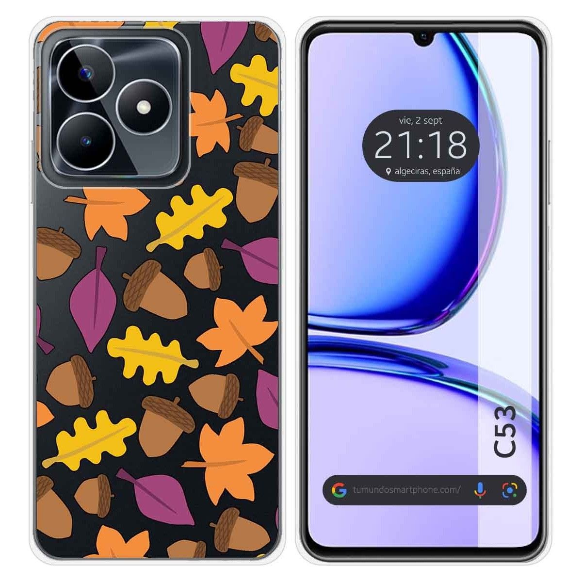 Funda Silicona Transparente para Realme C53 diseño Otoño Dibujos