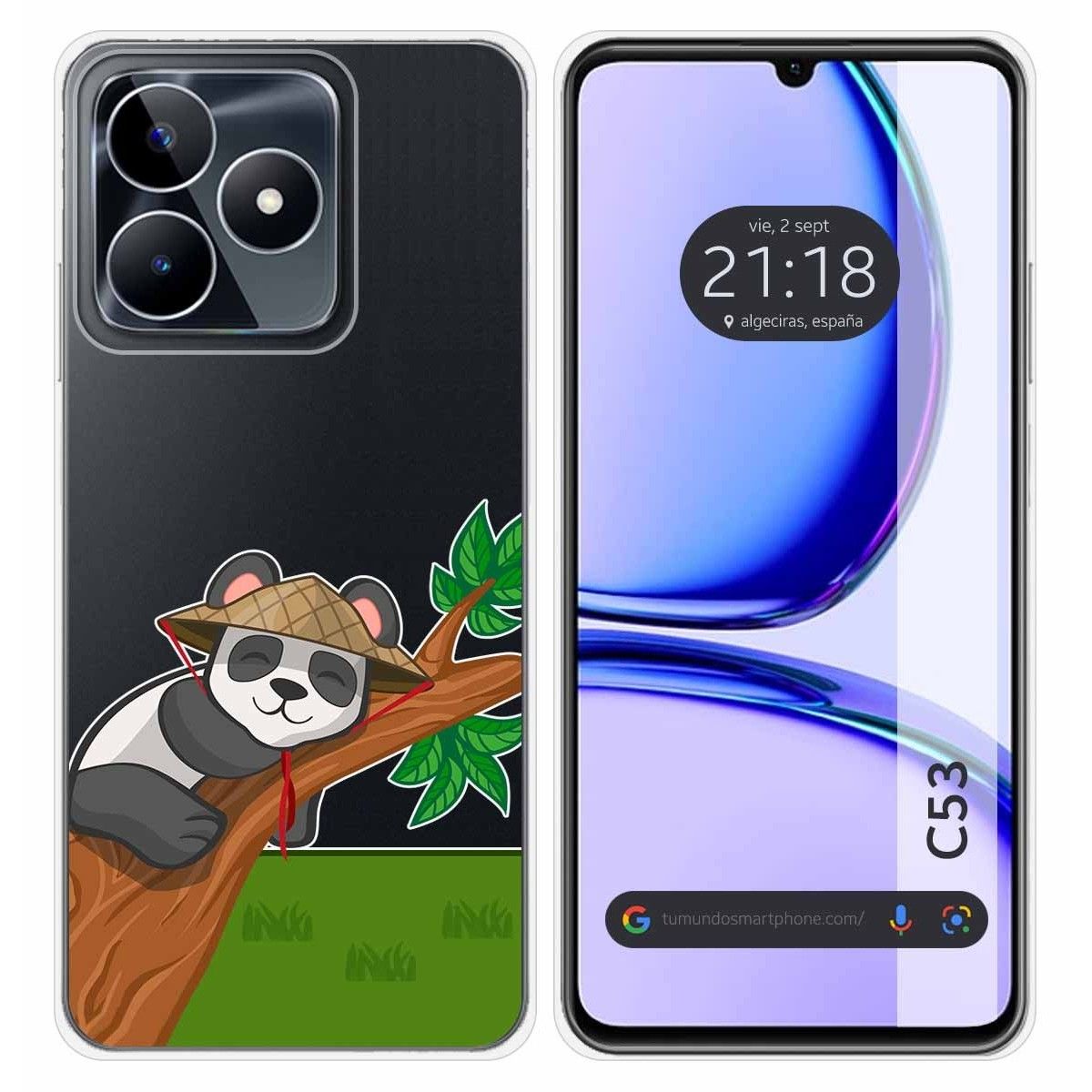 Funda Silicona Transparente para Realme C53 diseño Panda Dibujos