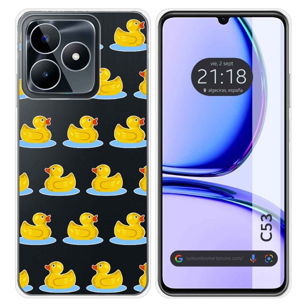 Funda Silicona Transparente para Realme C53 diseño Pato Dibujos