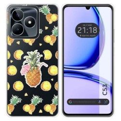 Funda Silicona Transparente para Realme C53 diseño Piña Dibujos