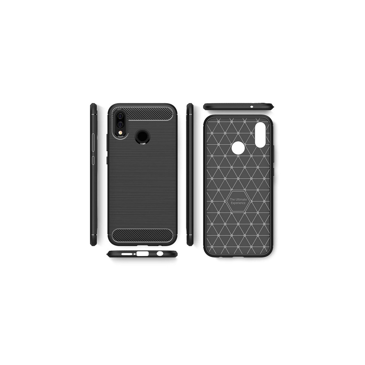 Funda Gel Tpu Tipo Carbon Negra para Huawei P20 Lite