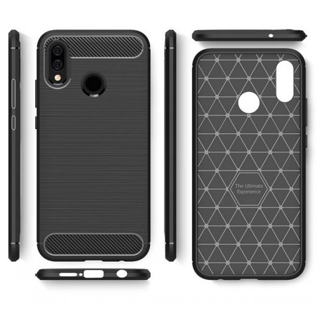 Funda Gel Tpu Tipo Carbon Negra para Huawei P20 Lite