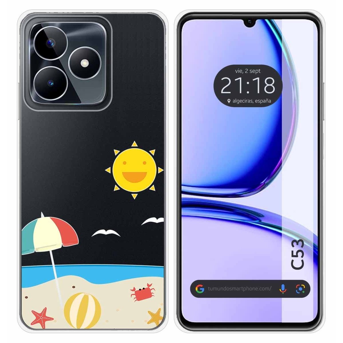 Funda Silicona Transparente para Realme C53 diseño Playa Dibujos