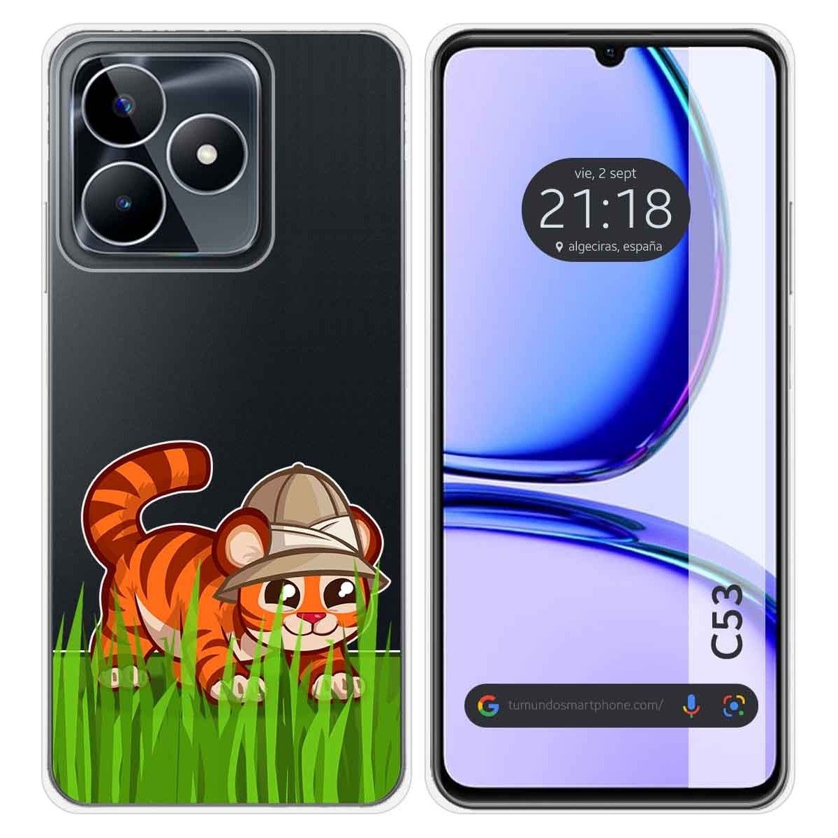 Funda Silicona Transparente para Realme C53 diseño Tigre Dibujos
