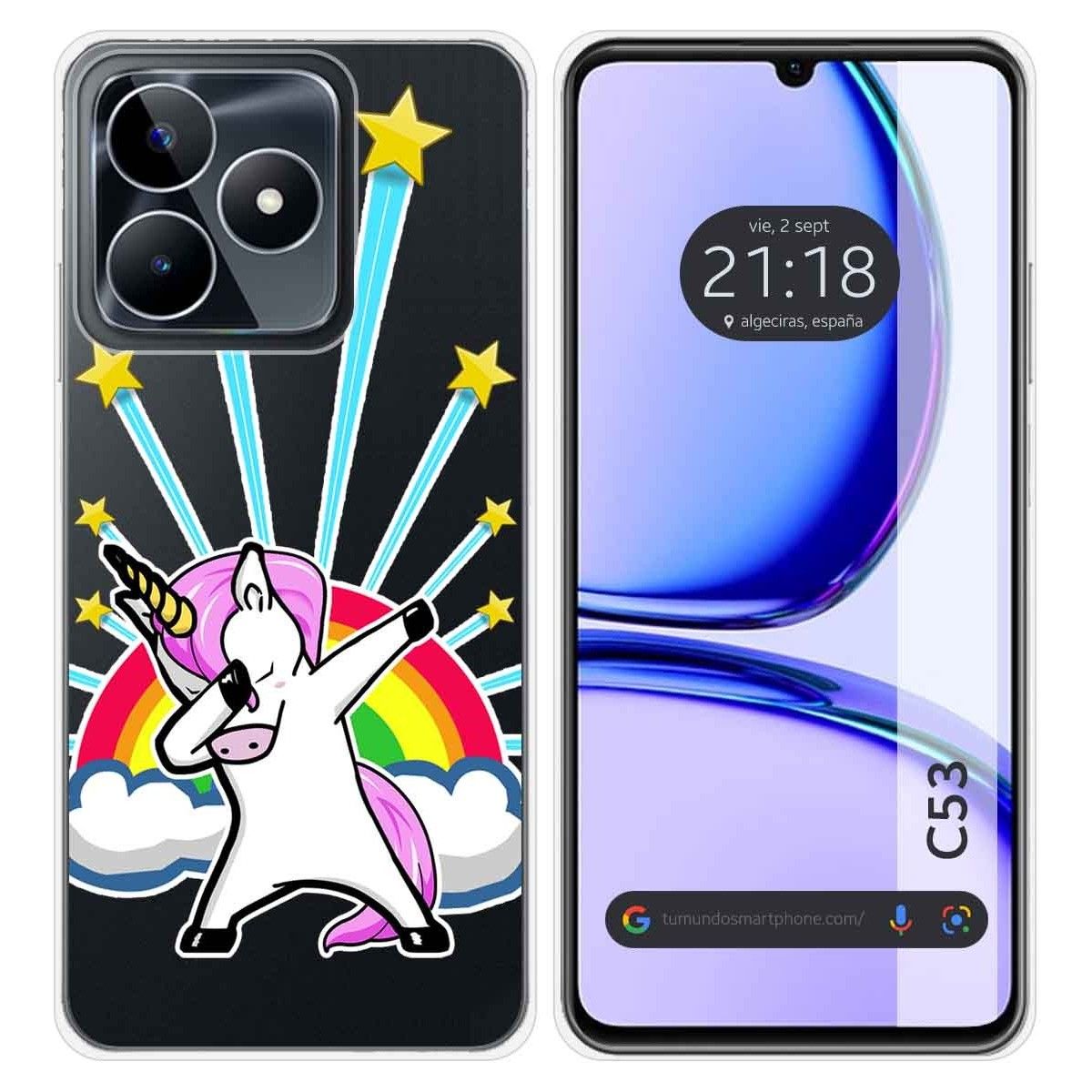 Funda Silicona Transparente para Realme C53 diseño Unicornio Dibujos