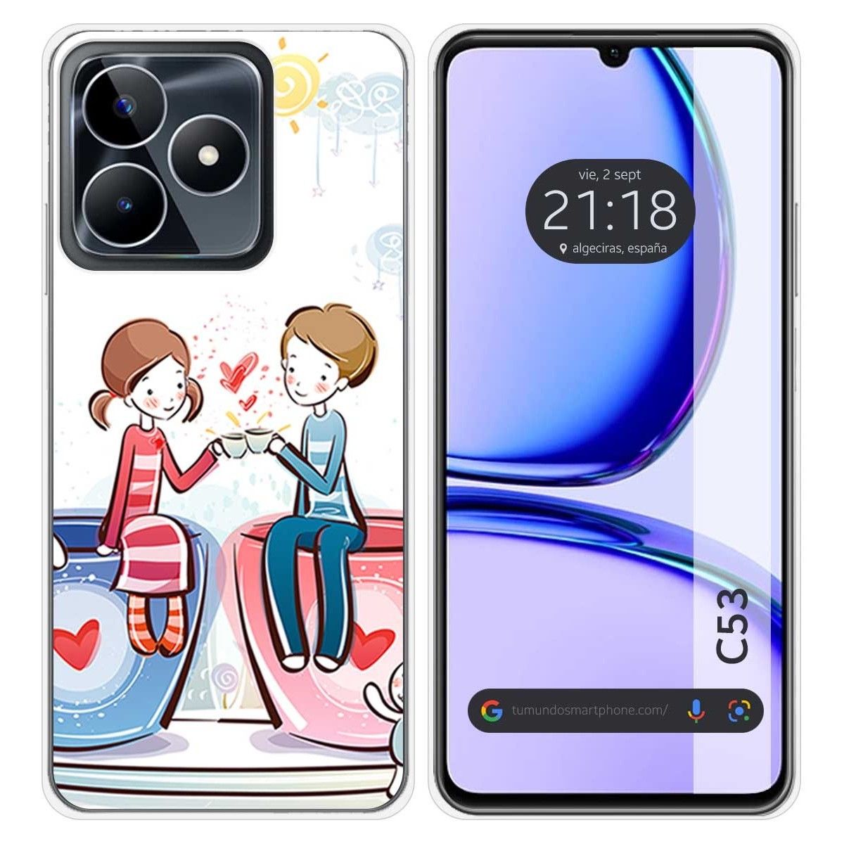 Funda Silicona para Realme C53 diseño Café Dibujos