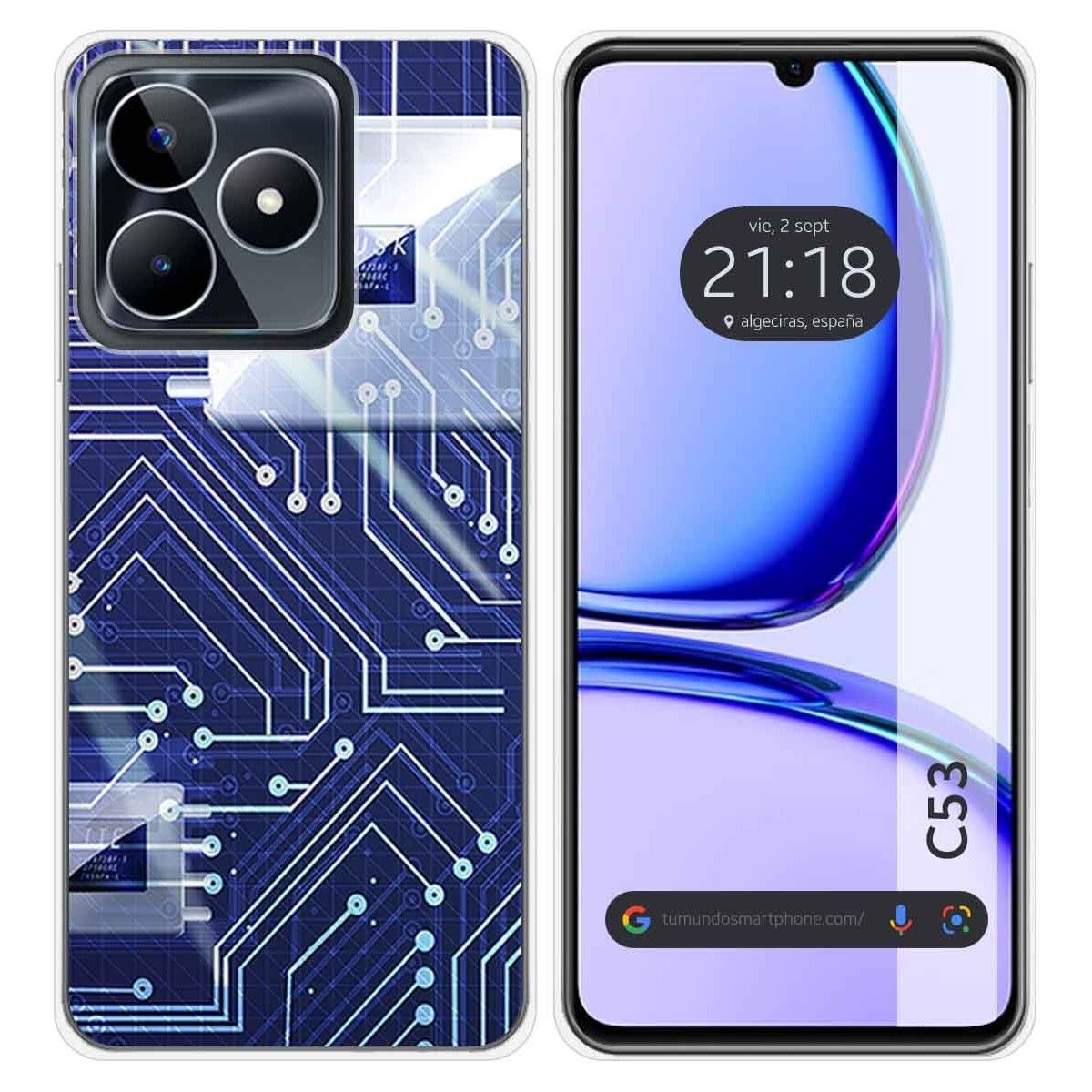 Funda Silicona para Realme C53 diseño Circuito Dibujos