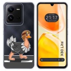 Funda Silicona Transparente para Vivo X80 Lite 5G diseño Avestruz Dibujos