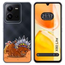Funda Silicona Transparente para Vivo X80 Lite 5G diseño Bufalo Dibujos