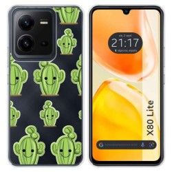 Funda Silicona Transparente para Vivo X80 Lite 5G diseño Cactus Dibujos