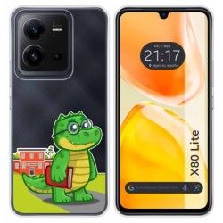 Funda Silicona Transparente para Vivo X80 Lite 5G diseño Coco Dibujos