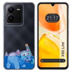 Funda Silicona Transparente para Vivo X80 Lite 5G diseño Hipo Dibujos