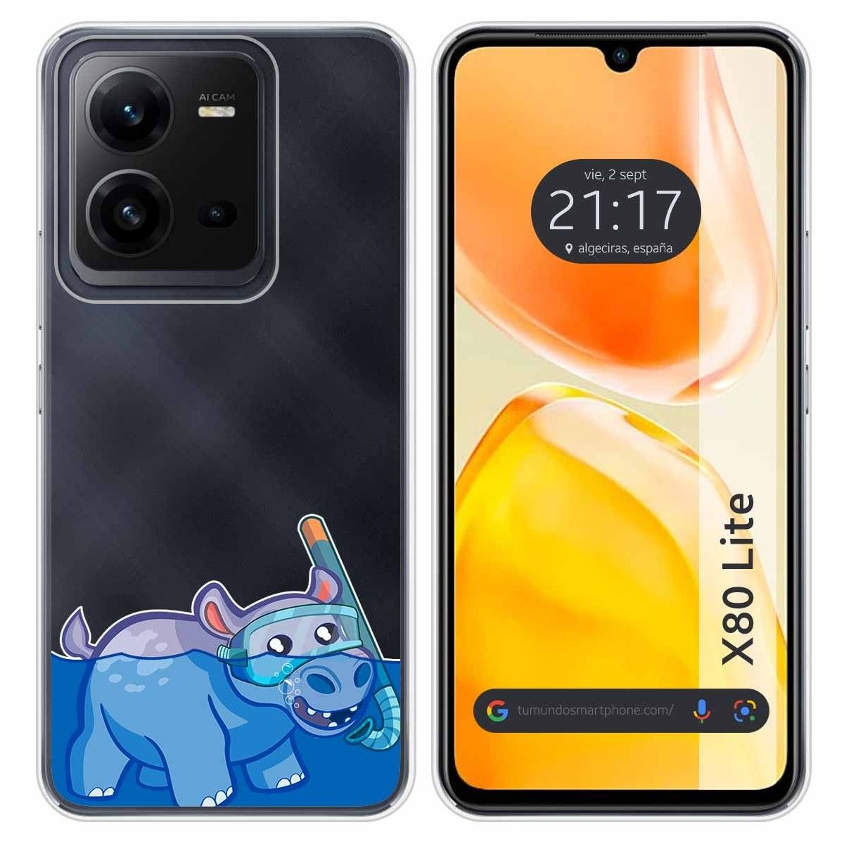 Funda Silicona Transparente para Vivo X80 Lite 5G diseño Hipo Dibujos
