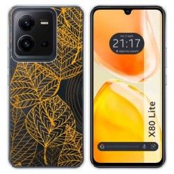 Funda Silicona Transparente para Vivo X80 Lite 5G diseño Hojas Dibujos