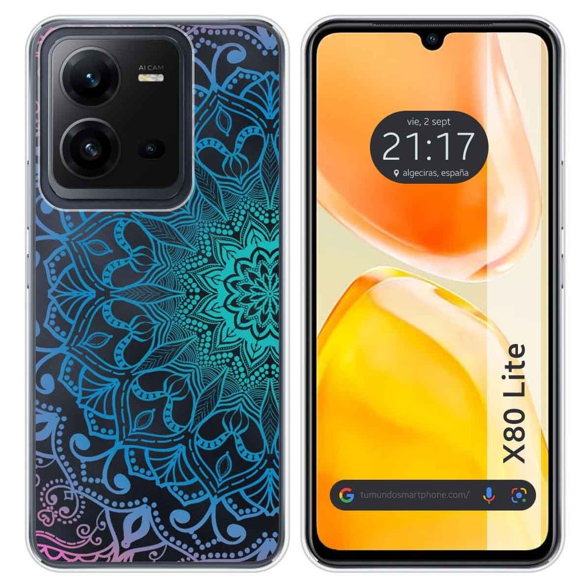 Funda Silicona Transparente para Vivo X80 Lite 5G diseño Mandala Dibujos