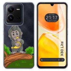 Funda Silicona Transparente para Vivo X80 Lite 5G diseño Mono Dibujos