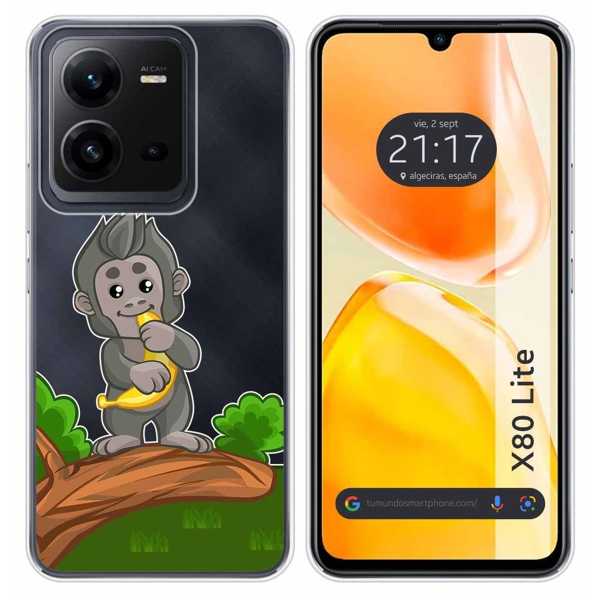 Funda Silicona Transparente para Vivo X80 Lite 5G diseño Mono Dibujos
