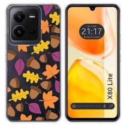 Funda Silicona Transparente para Vivo X80 Lite 5G diseño Otoño Dibujos
