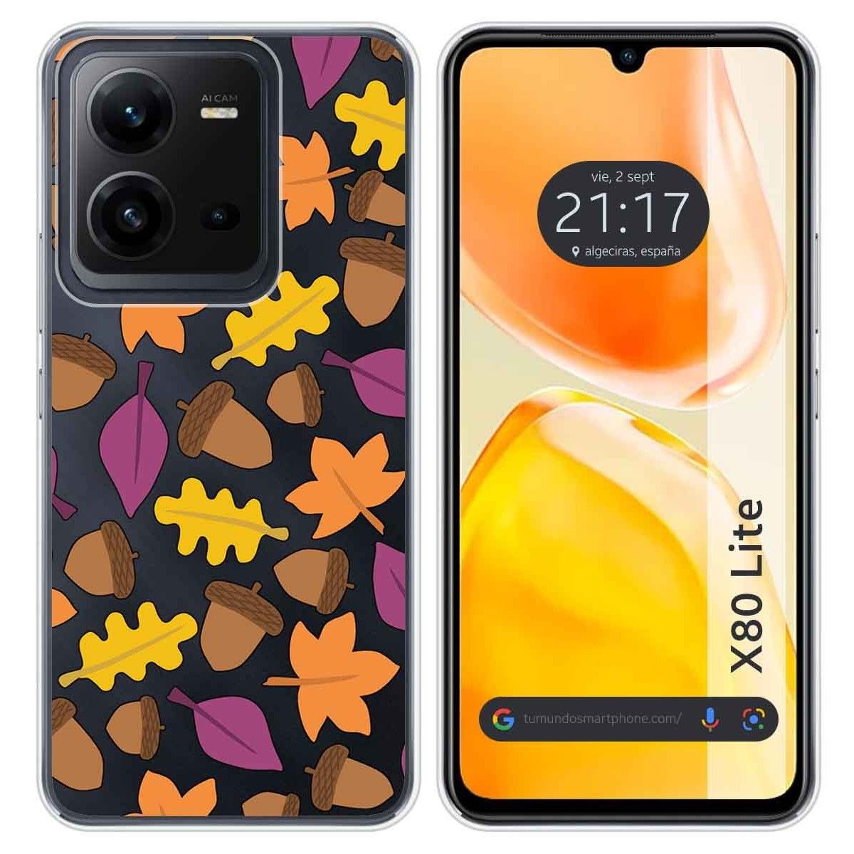 Funda Silicona Transparente para Vivo X80 Lite 5G diseño Otoño Dibujos