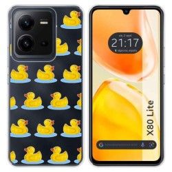 Funda Silicona Transparente para Vivo X80 Lite 5G diseño Pato Dibujos